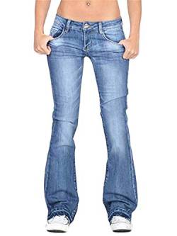 Generisch JIER Damen Schlaghosen Jeanshose lang Stretch Skinny Schlagjeans Schlag Weite Jeanshosen Weites Bein Denim Hose Hüftjeans Hüfthose Hosen (Hellblau,M,M) von Generisch