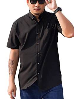 Generisch JIER Herren Übergröße Business Slim Fit Hemd Sommerhemd Regular Fit Kurzarm Klassisches Hemd Kurzarmhemd Freizeithemd Kurzarmshirt Sommerhemd Business Hemden (Schwarz,5XL,5XL) von Generisch