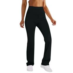 Generisch Jogger Damen, Fashion Yogahose Schlaghosen Blickdicht Slim Low Waisted Flared Leggings Yoga Sweatpants Jogginghosen Für Fitness Leggings Damen Jogginghose Lang (L, Black) von Generisch