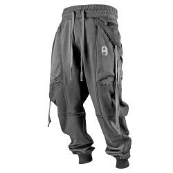 Generisch Jogginghose Herren Baggy Breite Hose Freizeithose Herren Lang Sportkleidung Mann Jogginghosen Für Herren Jogger Herren Jogginghose+Herren Kleidung Herren(2-Gray,4X-Large) von Generisch