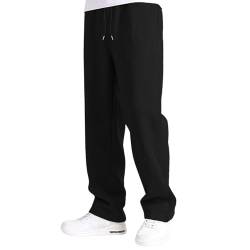 Generisch Jogginghose Herren Breite Baggy Sweatpants Baumwolle Elastische Taille Jogging Hose Weites Bein Sporthose Lang Sweat Pants Men Winter Warme Männer Sweathose Mit Taschen A1- Schwarz 3XL von Generisch