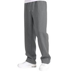 Generisch Jogginghose Herren Breite Baggy Sweatpants Baumwolle Elastische Taille Jogging Hose Weites Bein Sporthose Lang Sweat Pants Men Winter Warme Männer Sweathose Mit Taschen A5- Grau XXL von Generisch