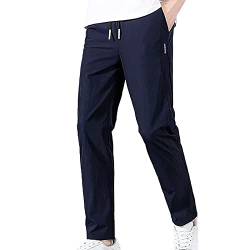 Generisch Jogginghose Herren Slim Fit Gym Sommer Dünne Schnelltrocknend Breathable Casual Trainingshose Sporthose Klassische Ice Silk Lightweight Freizeithose Mit Reißverschluss Taschen-Dark Blau-XL von Generisch