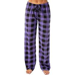 Generisch Karierte Hose Damen Flauschiger Pyjama Damen Pyjama Couple Karierte Hose Damen Schlafanzug Damen Flanell Matching Pyjamas Weihnachts Pyjama Schlafanzug Damen Kariert von Generisch