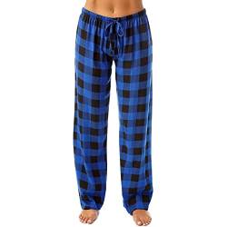 Generisch Karierte Hose Damen Frauen Weihnachten Pyjamas Karierte Hose Damen Partner Pyjama Weihnachten Schlafanzug Damen Lang Weihnachten Hose Kariert Damen Schlafanzug Damen Flanell von Generisch