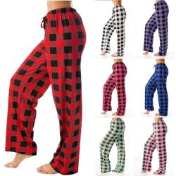 Generisch Karierte Hose Damen Weihnachten Schlafanzug Pyjamahose Damen Lang Schlafanzug Damen Flanell Christmas Pyjama Pants Pj Pants Pyjamahose Kariert Damen Pyjama Kariert Damen von Generisch