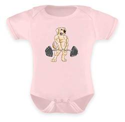Generisch Labrador Kreuzheben Gewichtheber Fitness Bodybuilder Strampler Labradorbesitzer - Baby Body -0-6 Monate-Puder Rosa von Generisch