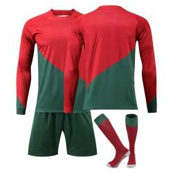 Generisch Langärmeliges Fußball Trikot für Kinder Nr.7, Portugal Nr.7 Trikot, Trikots Shorts Socken Set Erwachsene/Kinder, Fussball Trikot Trainingsanzug Für Junge Herren von Generisch