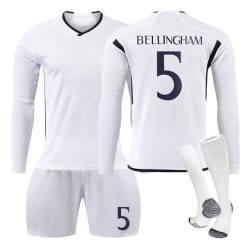 Generisch Langarm R.Madrid 23/24 Hause/Auswärts Fußball Trikots Shorts Socken Set für Kinder/Erwachsene, Bellingham Trikot, Vinicius jr Trikot, Fussball Jersey Trainingsanzug Junge Herren von Generisch