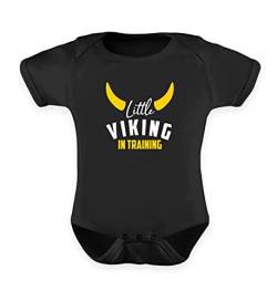 Generisch Little Viking in Training | Kleiner Wikinger - Baby Body -6-12 Monate-Schwarz von Generisch