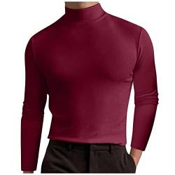 Generisch Longsleeve Herren, Poloshirt Langarm T-Casual Tops Klassisches Polohemd Klamotten Herren Shirt T Slim Fit Rad Gestreiftes Langarmshirt Schwarz Weiß Baumwolle Shirt (3XL, Wein) von Generisch