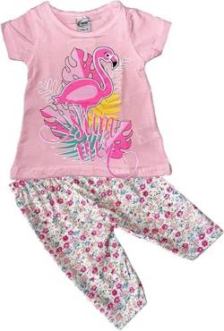 Generisch Mädchen T-Shirt und Kurzleggings Größe 92-116 Flamingo Sommerset Bluse 100% Baumwolle Kinder Tshirt T Shirt (Rosa; 110-116) von Generisch