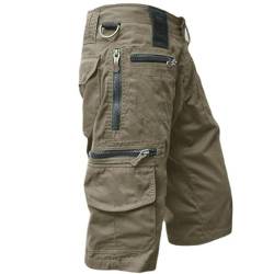 Generisch Männer Cargo Shorts, Herren 3/4 Outdoor Hose Wanderhose Leicht Atmungsaktiv Shorts Sommer Freizeithose Mit Taschen Mens Shorts Us Militär Ripstop Stretch Jeans Bermuda (XXL, Green) von Generisch