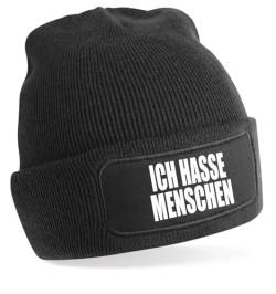 Generisch Meinlieblingsstueck One Size Beanie, Schwarze Mütze mit Spruch: Ich Hasse Menschen von Generisch