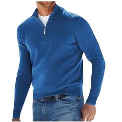 Generisch Men's Sweatshirts, Lange Ärmel Plüsch Reißverschluss V-Ausschnitt Herren Casual Top Polo Shirt Hoodie Pullover Decke Taktische Weste Hoodies & Sweatshirts Pullover (L, Blau) von Generisch