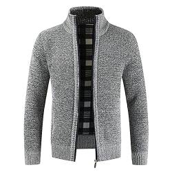 Generisch Mens Jacket, Herren Herbst Und Winter Herrenmode Lose Strickjacke Warmes Revers Kapuzenjacke Pullover College Jacket Lederjacke Echtleder Männer Mit Kapuze Skijacken Für Schwarz (XXL, Grau) von Generisch