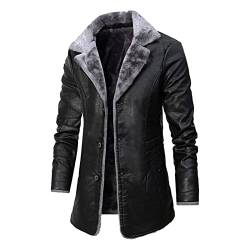 Generisch Motorradjacke Herren Mit Protektoren, Lederjacke Farbvarianten Bikerjacke Übergangsjacke Herrenjacke Leder Biker Jacke Gefüttert Echtleder Kunstleder Jacket (4XL, Black) von Generisch