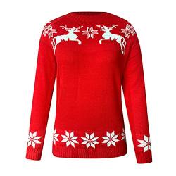 Generisch Norweger Pullover Damen XL Große Größen Pullover Rot Sale Rundhals Weihnachts Pulli Autumn Clothes Lang Ugly Strickpullover Schwarz Weiß Weihnachts Pullover Christmas Sweater Winter von Generisch