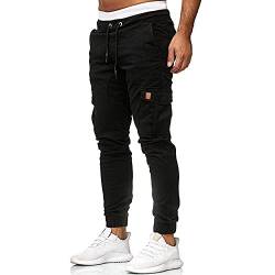 Generisch Outdoor Hose, Jogginghose Herren Freizeit Hosen Für Cargohose Wanderhose Mit Vielen Taschen Elastische Taille Pants Kordelzug Sporthose Lang Jeans Loose Fit Jogging Pants Men (M, Black) von Generisch