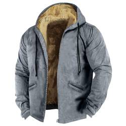 Generisch Outdoor Jacken Für Herren, Winter Wasserdichte Winddichte Warme Fleece-Futter Ski Regenmantel Mit Kapuze Herren Winterjacke Arbeits Nanga Parbat (L, Gray) von Generisch