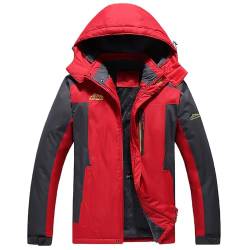 Generisch Regenjacke Herren Herren-Wintermantel in Übergröße Ski- und warme Wolljacke Regenmantel mit Taschen Outdoorjacke Herren Winter (Red, 8XL) von Generisch