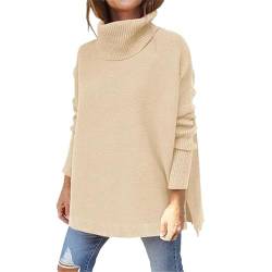 Generisch Rollkragenpullover Damen Oversized Winter Warm Bequem Strickpullover Elegant Einfarbig Rollkragen Pullover Stricken Pulli Lässige Locker Grobstrickpullover Langarm Sweater(A A,XXL) von Generisch