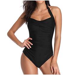 Generisch Sale Angebote Badeanzug Damen Schwarz Sexy Einteiler Bademode Bauchweg Push Up Schlankheits Schwimmanzug Mädchen String Baumwolle Sommer High Waist Swimsuit Monokini Schwarz L von Generisch