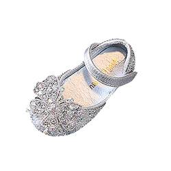 Generisch Sandalen Größe 25 Kinderschuhe Perle Strass glänzende Kinder Prinzessin Schuhe Baby Mädchen Schuhe für Party und Hochzeit Tanzschuhe Eva Kinder (Silver, 36) von Generisch