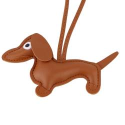 Generisch Schlüsselanhänger Hund Dackel Vegan Leder Schlüsselanhänger für Damen - Originelle Dackel Deko und dackel geschenke, handgefertigter christbaumschmuck dackel (Hell Braun) von Generisch