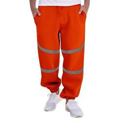 Generisch Schöne Herrenhose Herbst und Winter Herren Casual locker große Tasche Panel mit reflektierenden silbernen Streifen Krawatte Füße Schutz Gummihose für Herren, Orange, XXXL, orange, 56 von Generisch