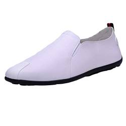 Generisch Schuhe Herren Sneaker High Mode Männer lässige Slip on atmungsaktive treibende Boot Schuhe Kleiderschuh Bequeme Schuhe Herren Slipper (White, 42) von Generisch
