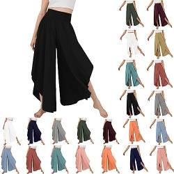 Generisch Sommerhose Damen Haremshosen Sommer Luftig Hosenrock Palazzo Sommerhose Halara Weite Leicht Culottes Hosen Stoffhose 7/8 Plissee Mit Schlitz Jogginghose Aladinhose Wickelhose von Generisch