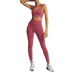 Generisch Sport Set Damen Trainingsanzug BH+Leggings Sport Set Fitness Gym Yoga Tanzen Racerback Sportanzug Outfit Jogginganzug Freizeitanzug Sportswear von Generisch