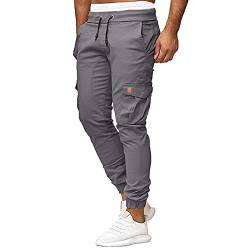 Generisch Sporthose Herren Lang, Jogginghose Freizeit Hosen Für Cargohose Wanderhose Outdoor Mit Vielen Taschen Elastische Taille Pants Kordelzug Hose Wandern Arbeitshose Winter Schlanke (L, Gray) von Generisch