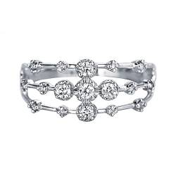 Generisch Stanzer Ringe Mode Frauen Diamant Open Work Ring Zirkon Verlobung Ehering Ringe Duschvorhang (Silver, 9) von Generisch
