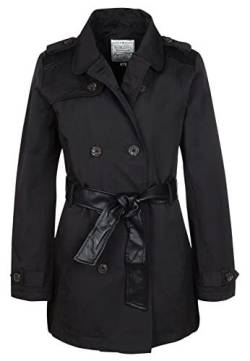 Generisch Sublevel Damen Trenchcoat mit Lederimitatgürtel PU-Einsatz (M, Schwarz) von Generisch