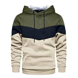 Generisch Sweatshirt Herren, Hoodie Pullover Langarm Sweatjacke Farbblock Kaschmir Pullover Herren Casual Pullover Slim Fit Men Clothes Pullover Mit Reißverschluss Troyer Pullover (M, Army Green) von Generisch