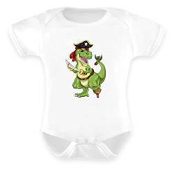 Generisch T-Rex Pirat Dinosaurier Seeräuber Piratenkostüm Junge Strampler Dino - Baby Body -6-12 Monate-Weiß von Generisch