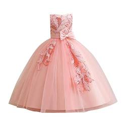 Generisch Tasche Mädchen Neues Kinderkleid Prinzessinnenkleid Große Kinderpailletten und gemahlenes langes Kleid Piano Performance Dress Abendkleid für Mädchen (Pink, 16-17 Years) von Generisch