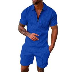 Generisch Trainingsanzug Herren Freizeitanzug Sport Set Kurzarm Sommer Jogginganzug 2-Teiliges Knopfleiste Poloshirt mit Kurze Hose Herren Freizeitanzug Herren Baumwolle Tracksuit Hose Herren von Generisch