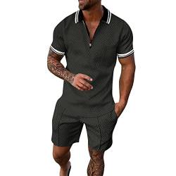 Generisch Trainingsanzug Herren Freizeitanzug Sport Set Kurzarm Sommer Jogginganzug 2-Teiliges Knopfleiste Poloshirt mit Kurze Hose Herren Jogging Anzug Sportanzug Herren 3Xl Baumwolle von Generisch