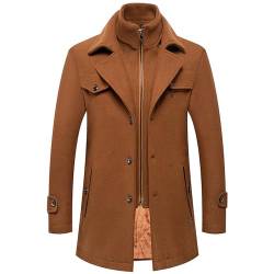 Generisch Trenchcoat Herren Lang Männer Beige Mantel Warm Winter Wollmantel Mittellang Trench Coat Schwarzer 3xl Winterjacke Mäntel Steppmantel Herbst Slim Fit von Generisch