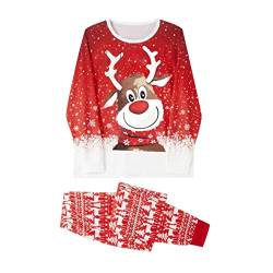 Generisch Weihnachtspyjama Familie Set Kuschelig Matching Pyjamas Couple Lang Partner Baumwolle Christmas Pyjama Weihnachts Schlafanzug Cute Paare Weihnachts Pyjama Familien Outfit Set von Generisch