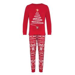 Generisch Weihnachtspyjama Familie Set Kuschelig Matching Pyjamas Couple Lang Partner Baumwolle Christmas Pyjama Weihnachts Schlafanzug Cute Paare Weihnachts Pyjama Familien Outfit Set von Generisch