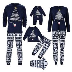 Generisch Weihnachtspyjama Familie Set Kuschelig Matching Pyjamas Couple Lang Partner Baumwolle Christmas Pyjama Weihnachts Schlafanzug Cute Paare Weihnachts Pyjama Familien Outfit Set von Generisch