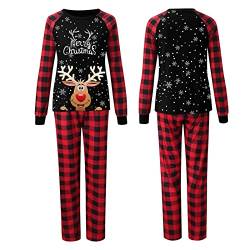 Generisch Weihnachtspyjama Familie Set Kuschelig Matching Pyjamas Couple Lang Partner Baumwolle Christmas Pyjama Weihnachts Schlafanzug Paare Weihnachts Pyjama Familien Outfit Set von Generisch