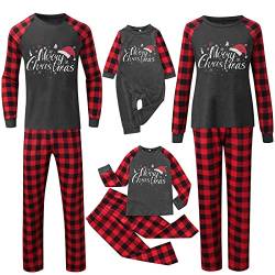 Generisch Weihnachtspyjama Familie Set Partner Matching Pyjamas Couple Kuschelig Lang Baumwolle Christmas Pyjama Weihnachts Schlafanzug Cute Paare Weihnachts Pyjama Familien Outfit Set von Generisch