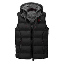 Generisch Weste Herren,-Wärmeweste Outdoor Und Winter Stehkragen Reißverschluss Einfache Volltonfarbe Thermo Daunenweste Baumwollweste Mit Taschen Hut Wellensteyn Jacke Baseball (L, Black) von Generisch