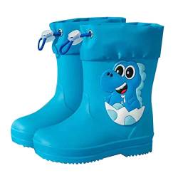 Generisch Winter Schuhe Kind Kinder Regenstiefel mit elastischem Mund, strukturierte Sohlen, rutschfeste, leichte, bequeme Regenschuhe für Grundschüler Junge 25 (Blue, 23.5 Infant) von Generisch
