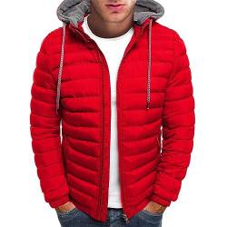 Generisch Winterjacke, Herren Trainingsjacke Leichte Warm Jacke Mit Tasche Herbst Und Winter Outwear Herbstjacke Winterjacken Reduziert Wellenstyn Für Stylisch Red Leather Jacket Steppjack (L, Rot) von Generisch